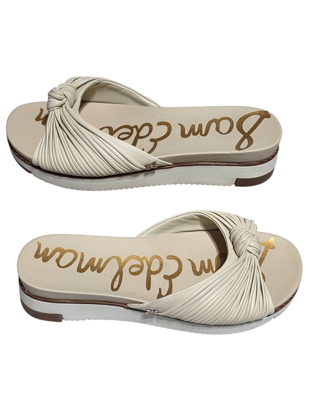 SAM EDELMAN ADRIEL KNOTTED PLATFORM SANDALS CREAM SZ 7.5 - Picture 5 of 12